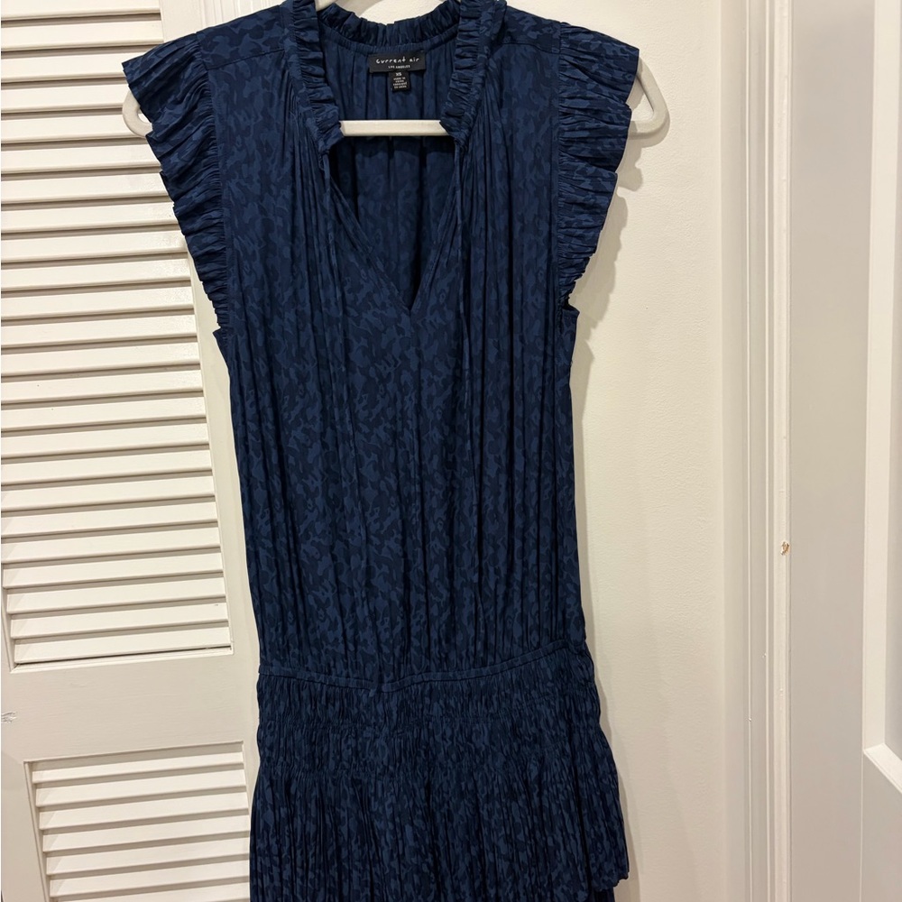 Current Air Navy Blue Ruffle-Trim Blouse